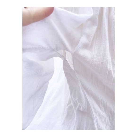 SOLD Vintage 90s Boho Peasant Top Balloon Sleeve Crotchet Collar 100% Cotton - Picture 6 of 11